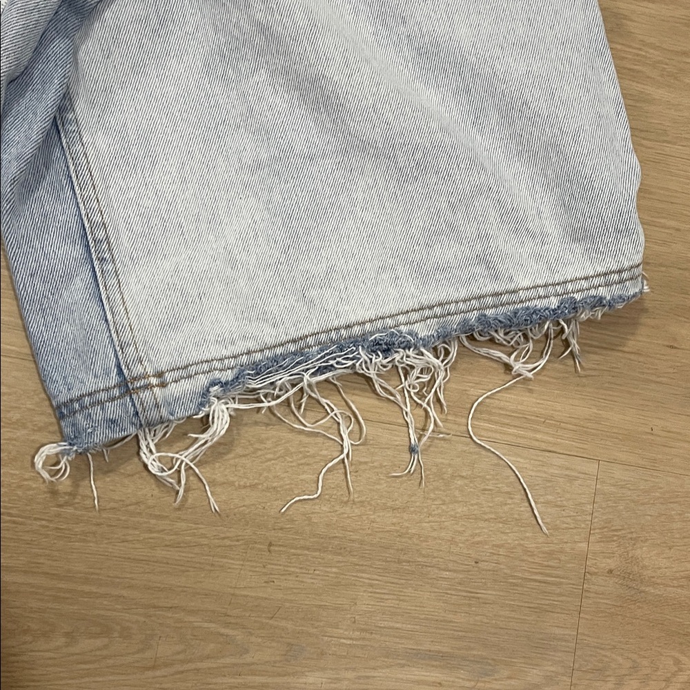 BDG Frayed Hem Light Blue Jean Shorts - Picture 6 of 8